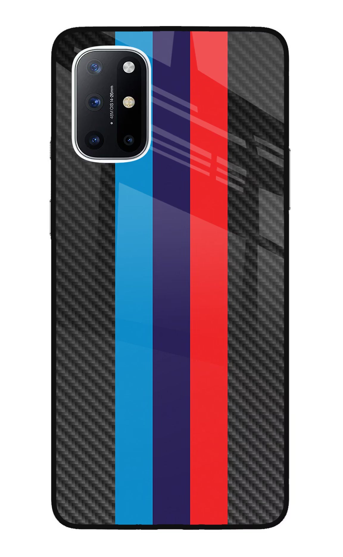 BMW Stripes Pattern Oneplus 8T Glass Case Back Cover by Casekaro