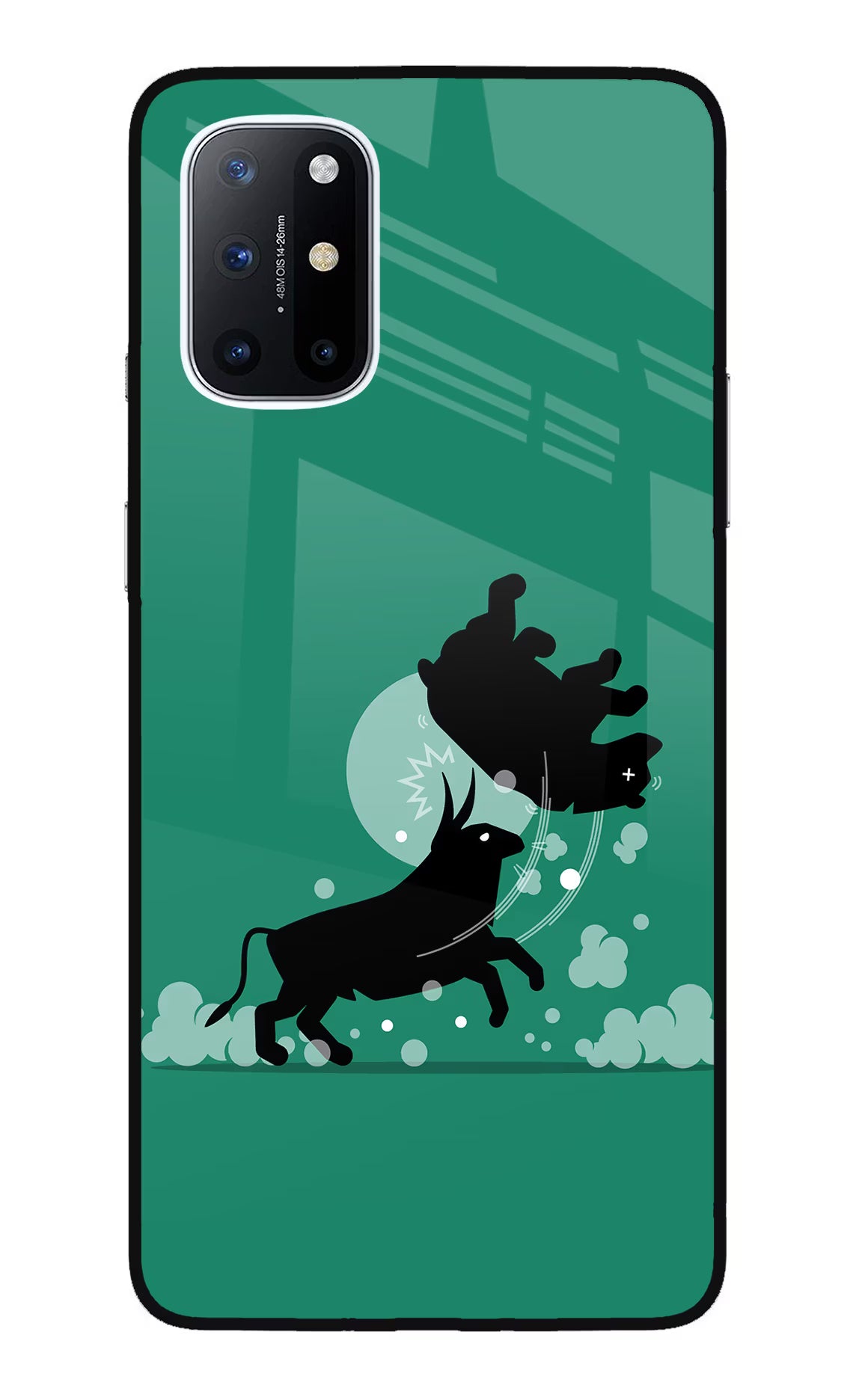 Bull Conqueror Oneplus 8T Glass Case Back Cover by Casekaro