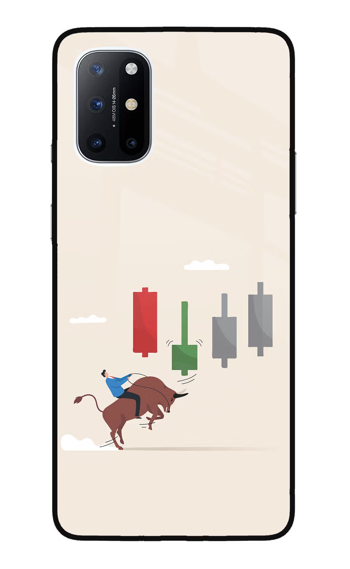 Bull Trading Momentum Oneplus 8T Glass Case Back Cover by Casekaro
