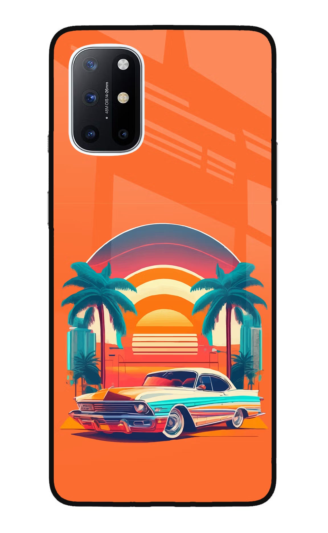 Palm Drive 80s Oneplus 8T Glass Case Back Cover by Casekaro