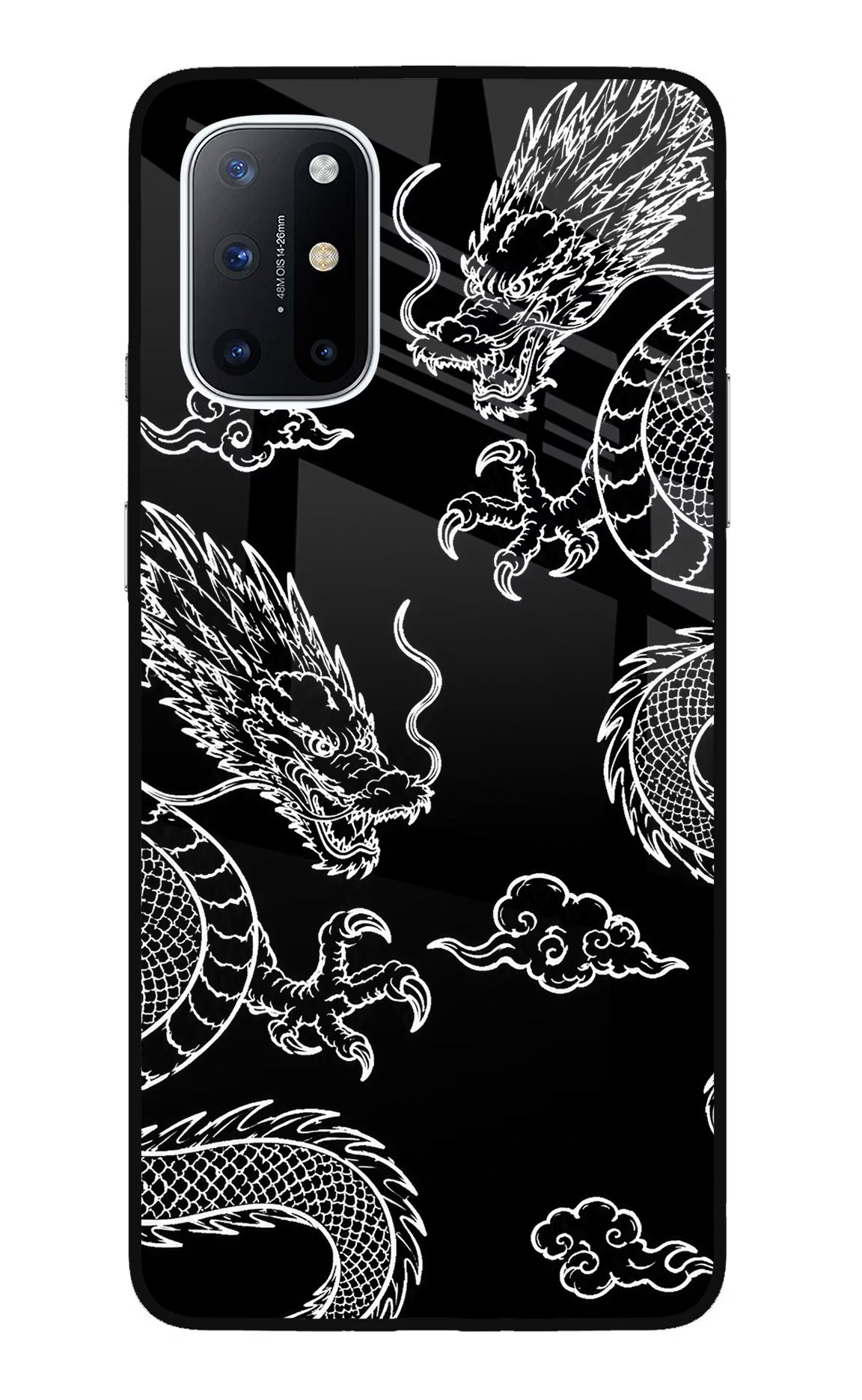 Twin Dragons Oneplus 8T Glass Case Back Cover by Casekaro