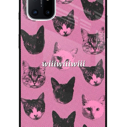 Pink Cats Oneplus 8T Glass Case