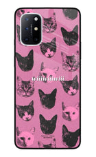 Pink Cats Oneplus 8T Glass Case