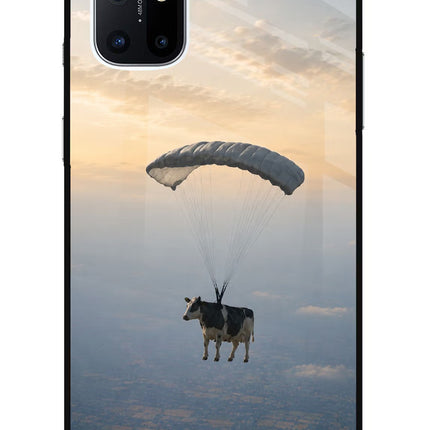 Skydiving Cow Oneplus 8T Glass Case