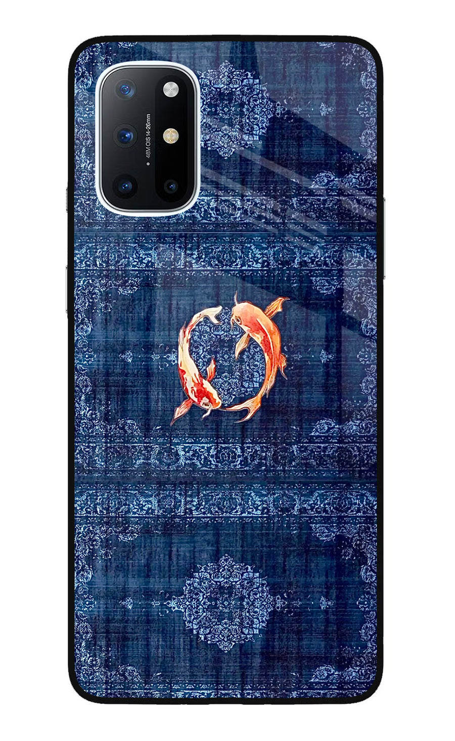 Koi Blue Oneplus 8T Back Cover, Glass case