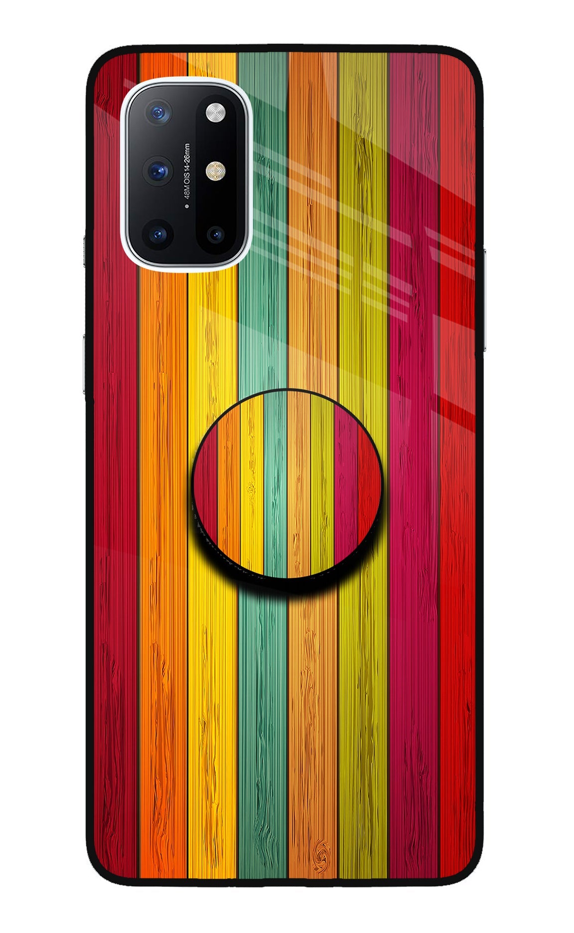 Multicolor Wooden Oneplus 8T Glass Case