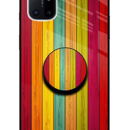 Multicolor Wooden Oneplus 8T Glass Case