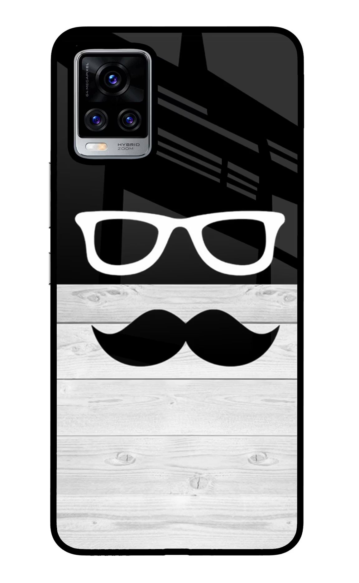 Mustache Vivo V20 Pro Glass Case Back Cover by Casekaro