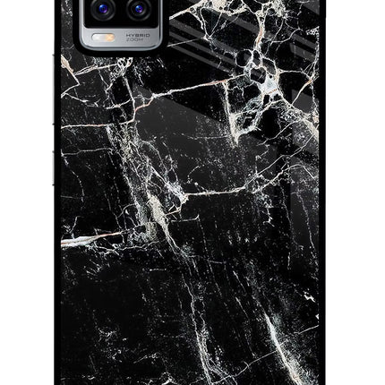 Black Marble Texture Vivo V20 Pro Glass Case Back Cover by Casekaro