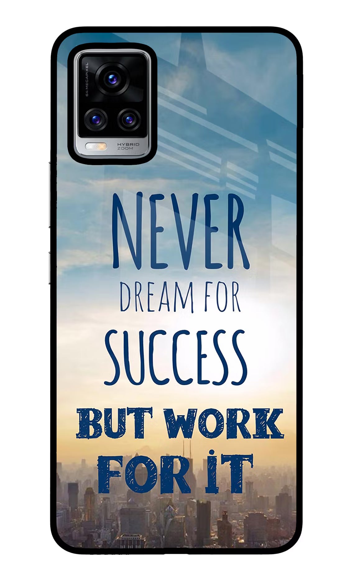 Never Dream For Success But Work For It Vivo V20 Pro Glass Case Back Cover by Casekaro
