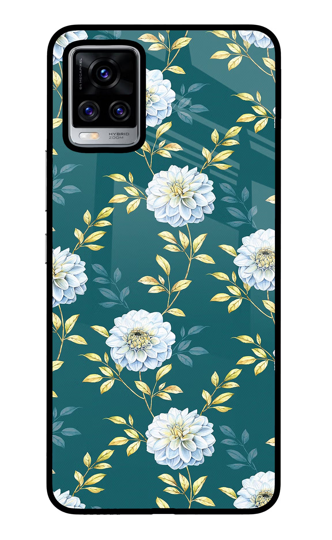 Flowers Vivo V20 Pro Glass Case Back Cover by Casekaro