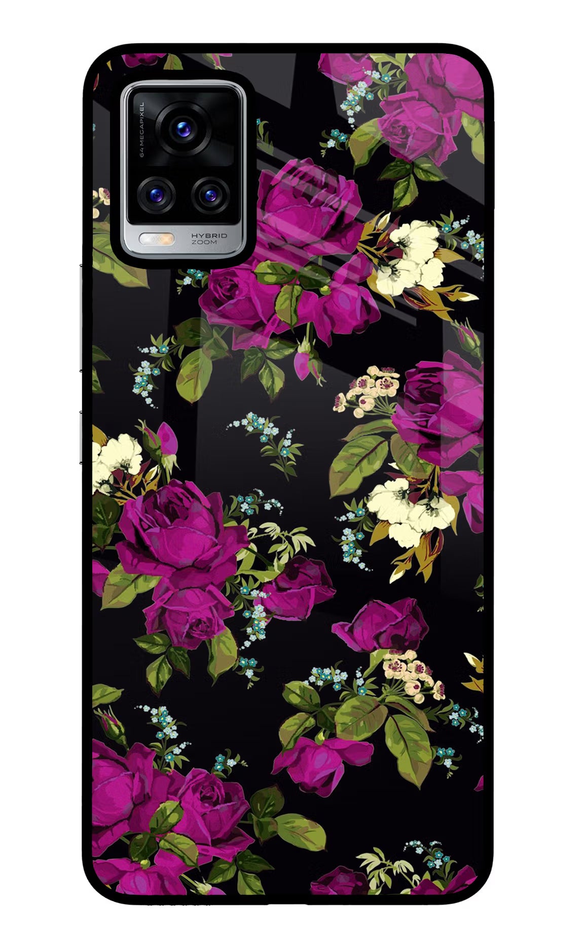 Flowers Vivo V20 Pro Glass Case Back Cover by Casekaro