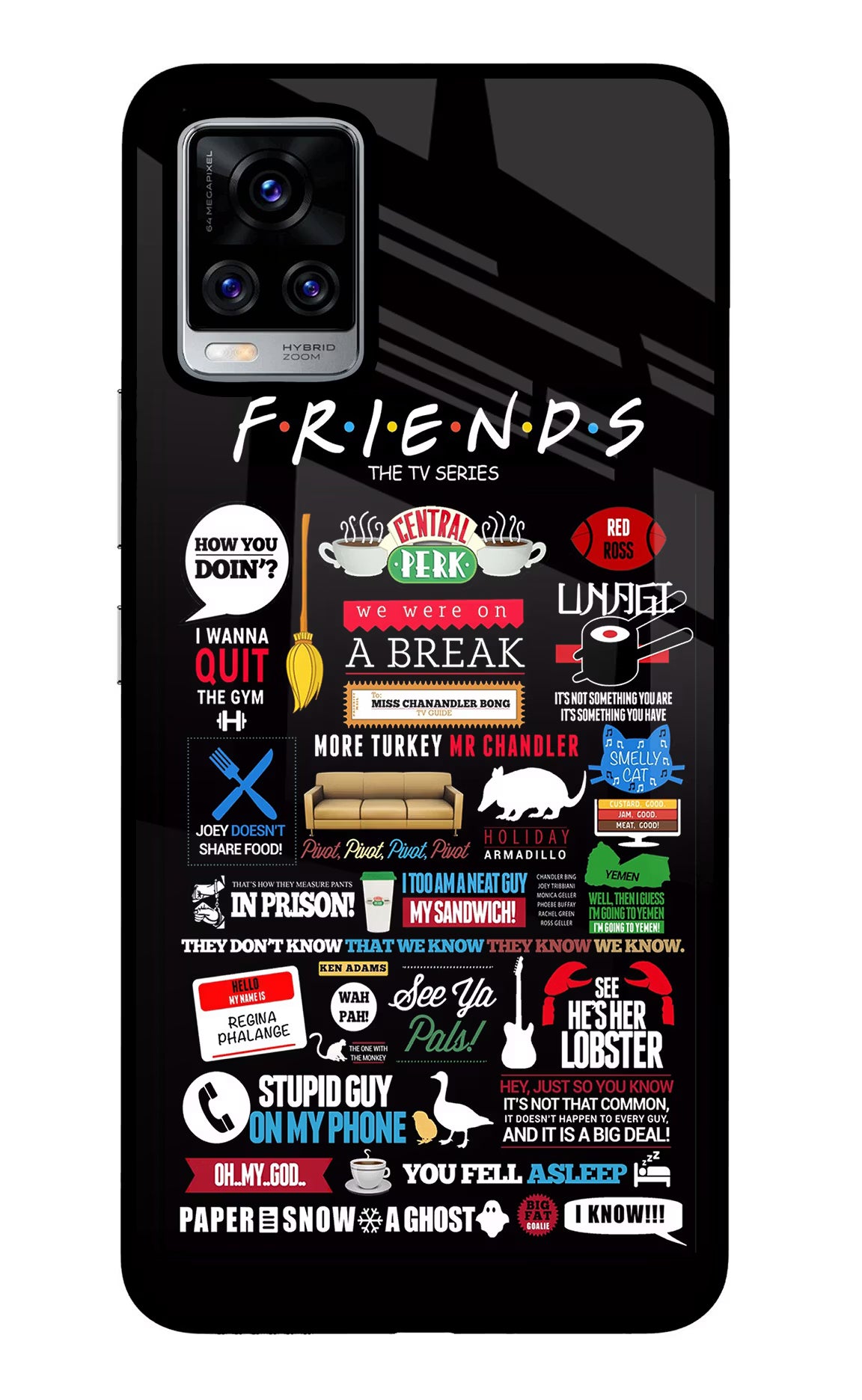 FRIENDS Vivo V20 Pro Glass Case Back Cover by Casekaro