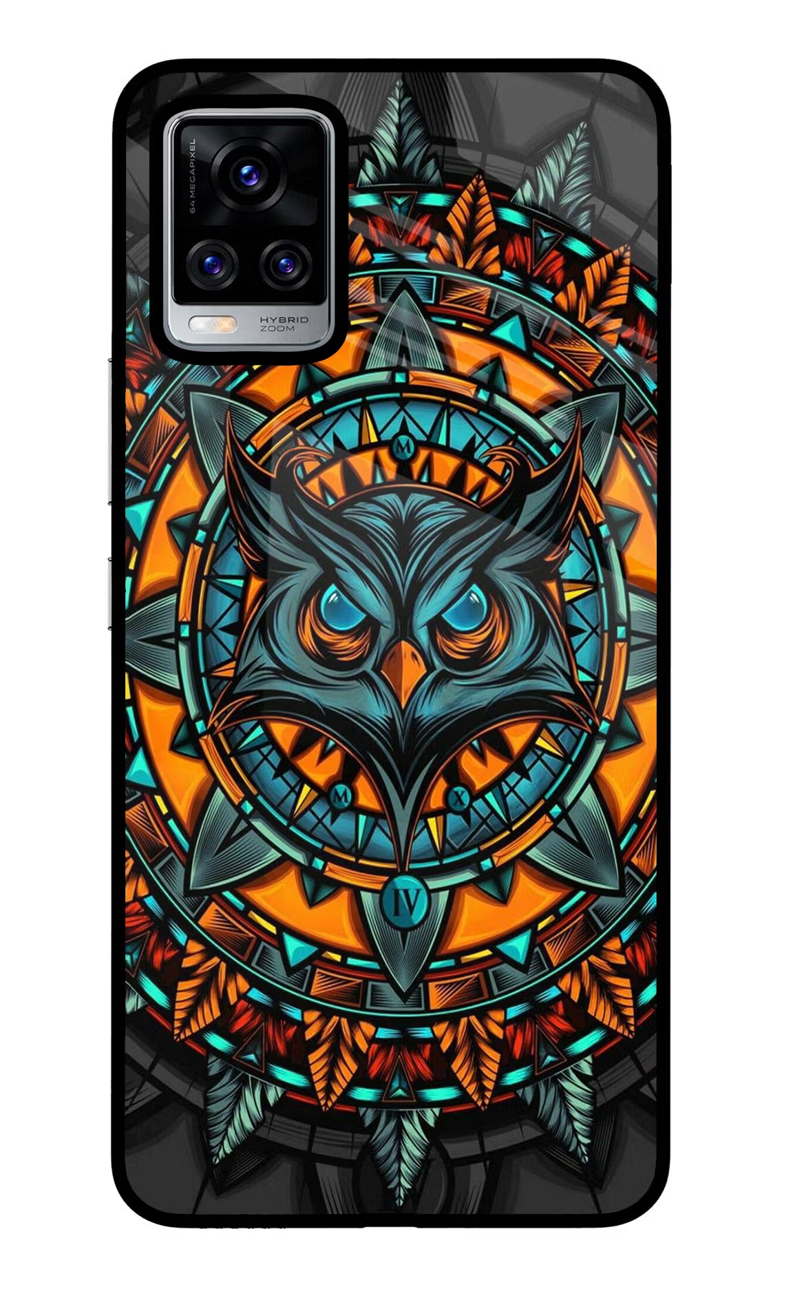 Angry Owl Art Vivo V20 Pro Glass Case Back Cover by Casekaro