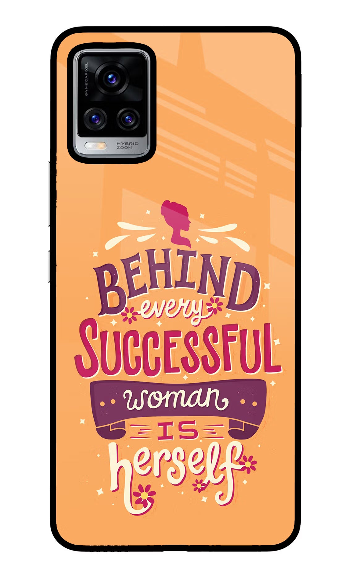 Behind Every Successful Woman There Is Herself Vivo V20 Pro Glass Case Back Cover by Casekaro