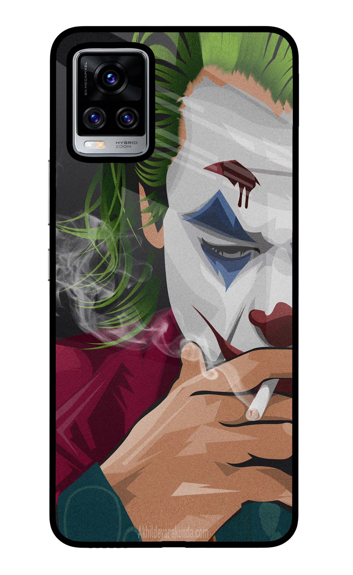 Joker Smoking Vivo V20 Pro Glass Case Back Cover by Casekaro