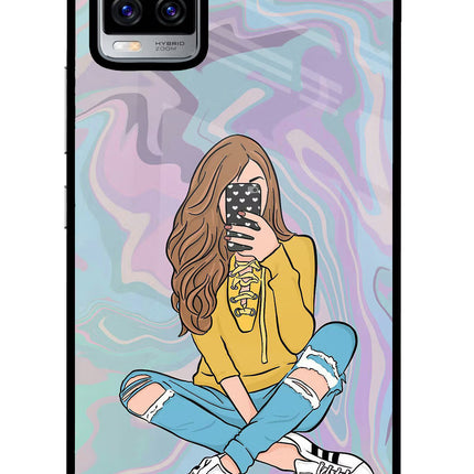 Selfie Girl Vivo V20 Pro Glass Case Back Cover by Casekaro