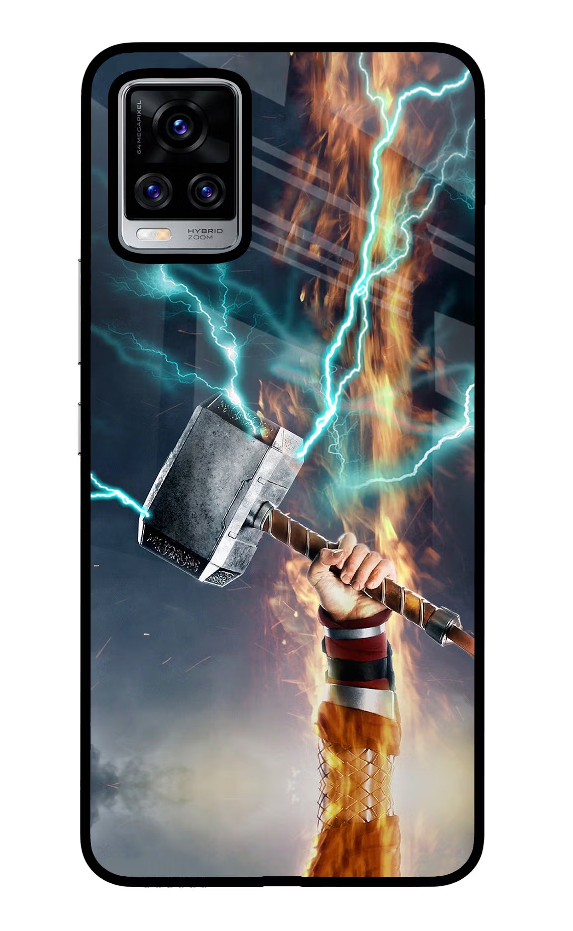 Thor Hammer Mjolnir Vivo V20 Pro Glass Case Back Cover by Casekaro