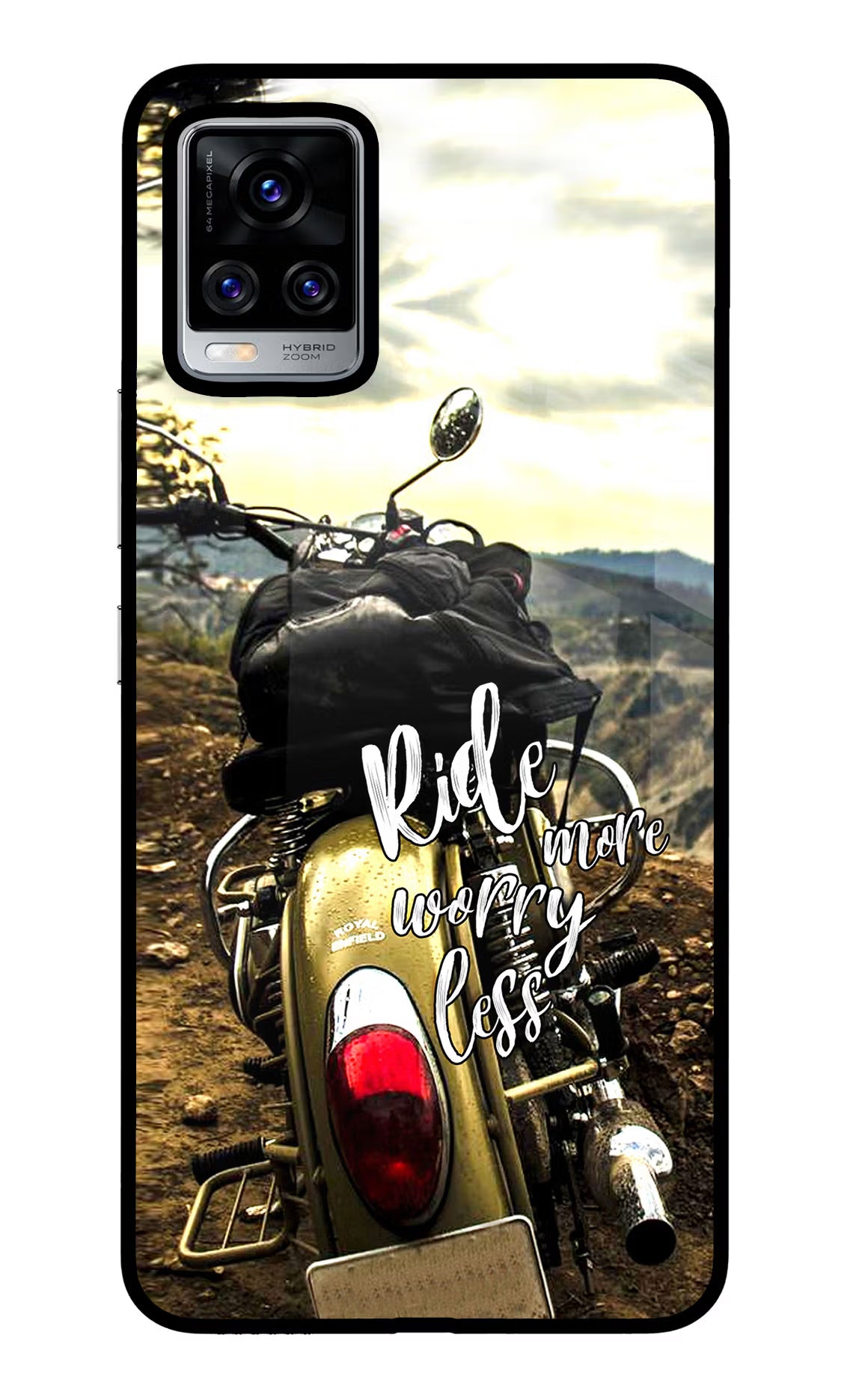 Ride More Worry Less Vivo V20 Pro Glass Case Back Cover by Casekaro