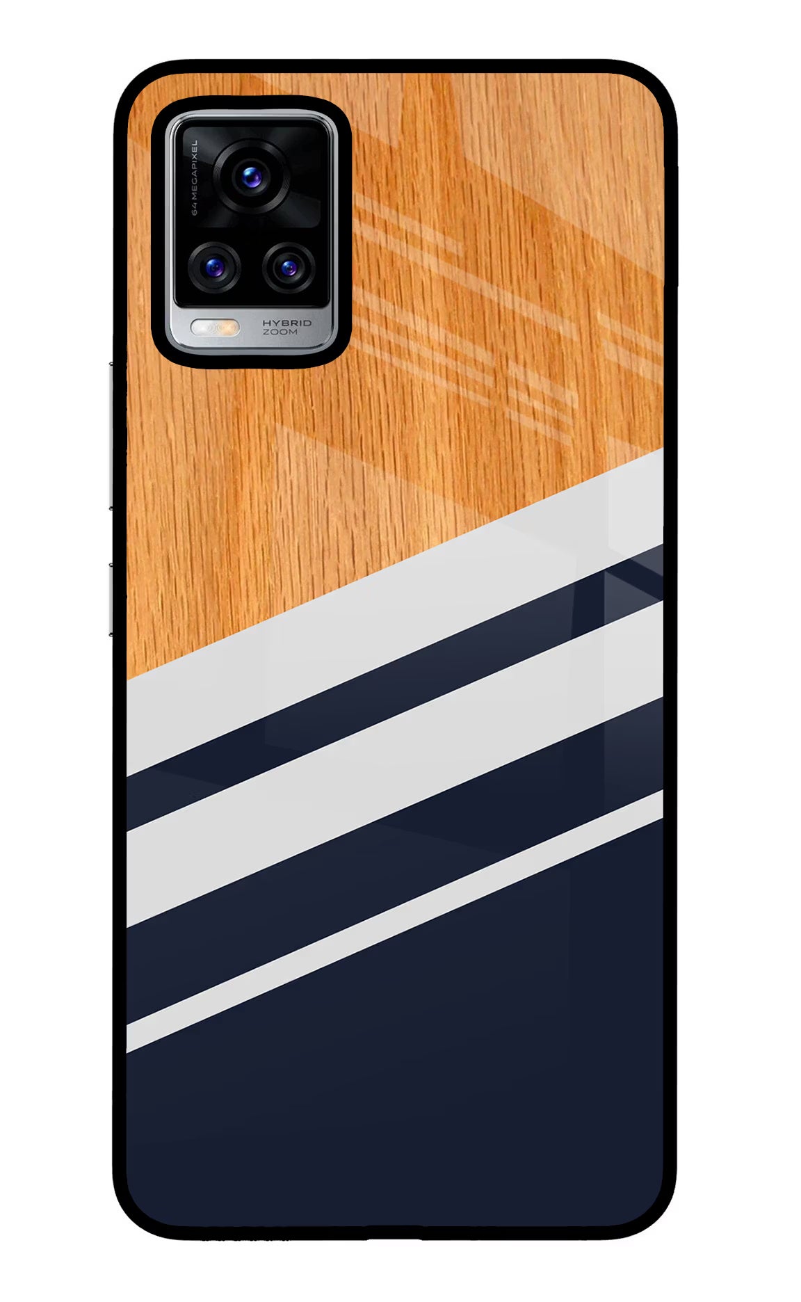 Blue and white wooden Vivo V20 Pro Glass Case