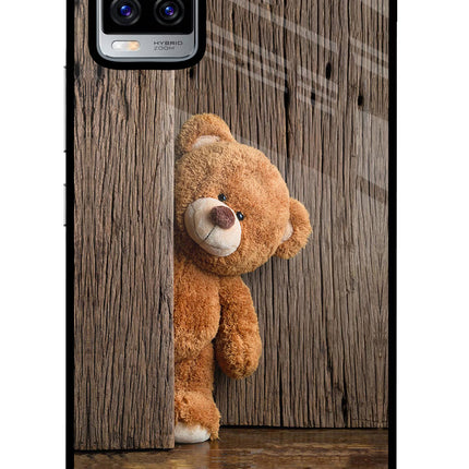 Teddy Wooden Vivo V20 Pro Glass Case Back Cover by Casekaro