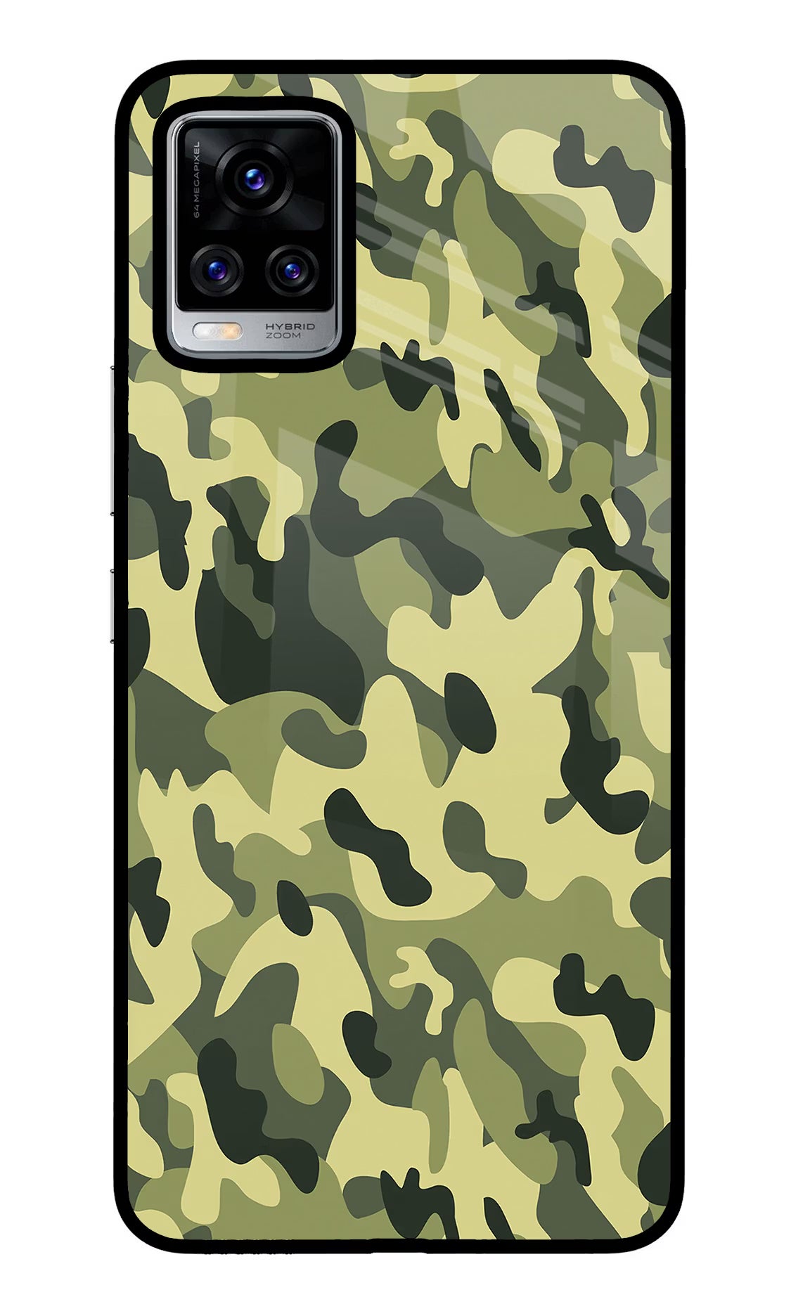 Camouflage Vivo V20 Pro Glass Case Back Cover by Casekaro