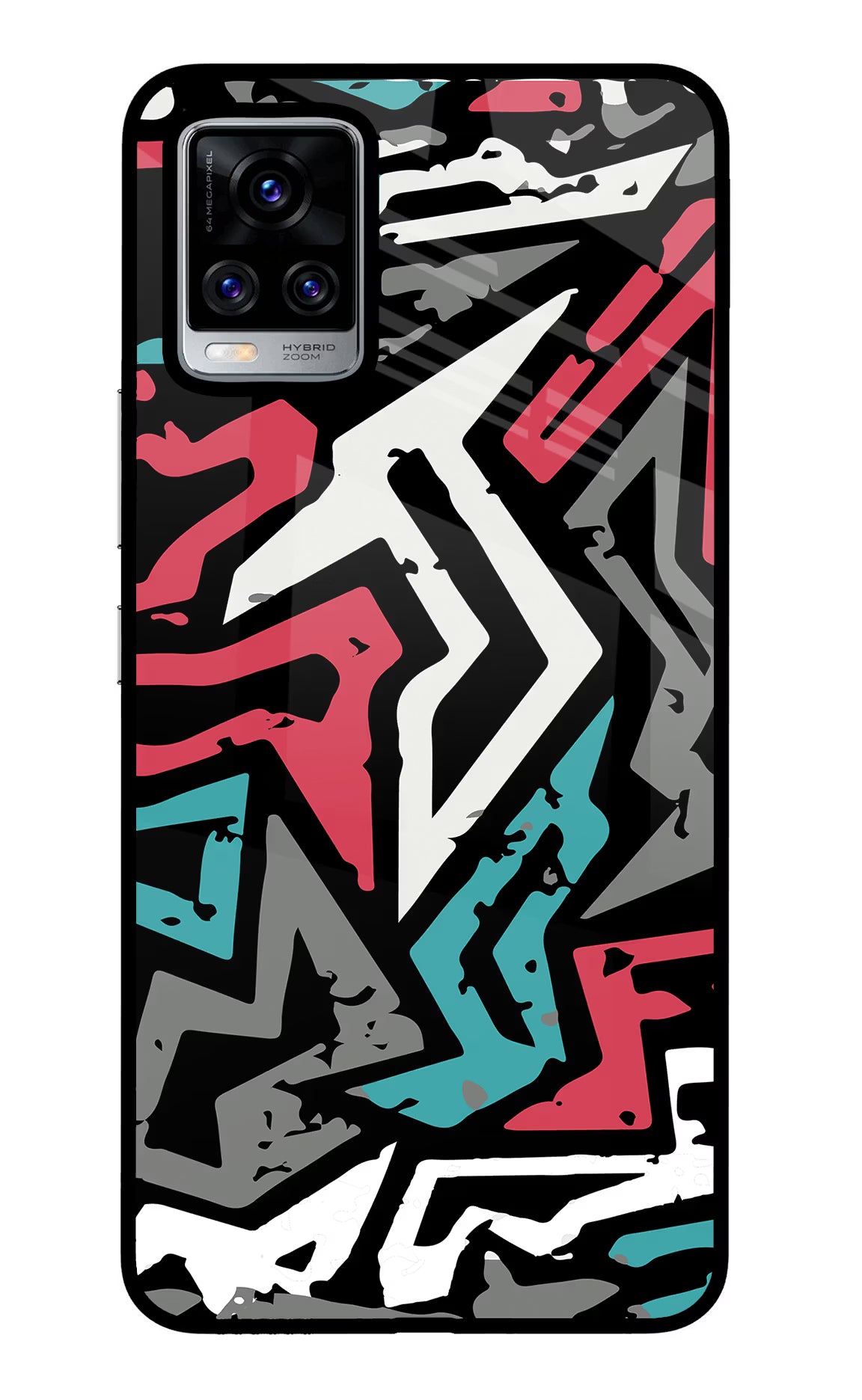 Geometric Graffiti Vivo V20 Pro Glass Case Back Cover by Casekaro