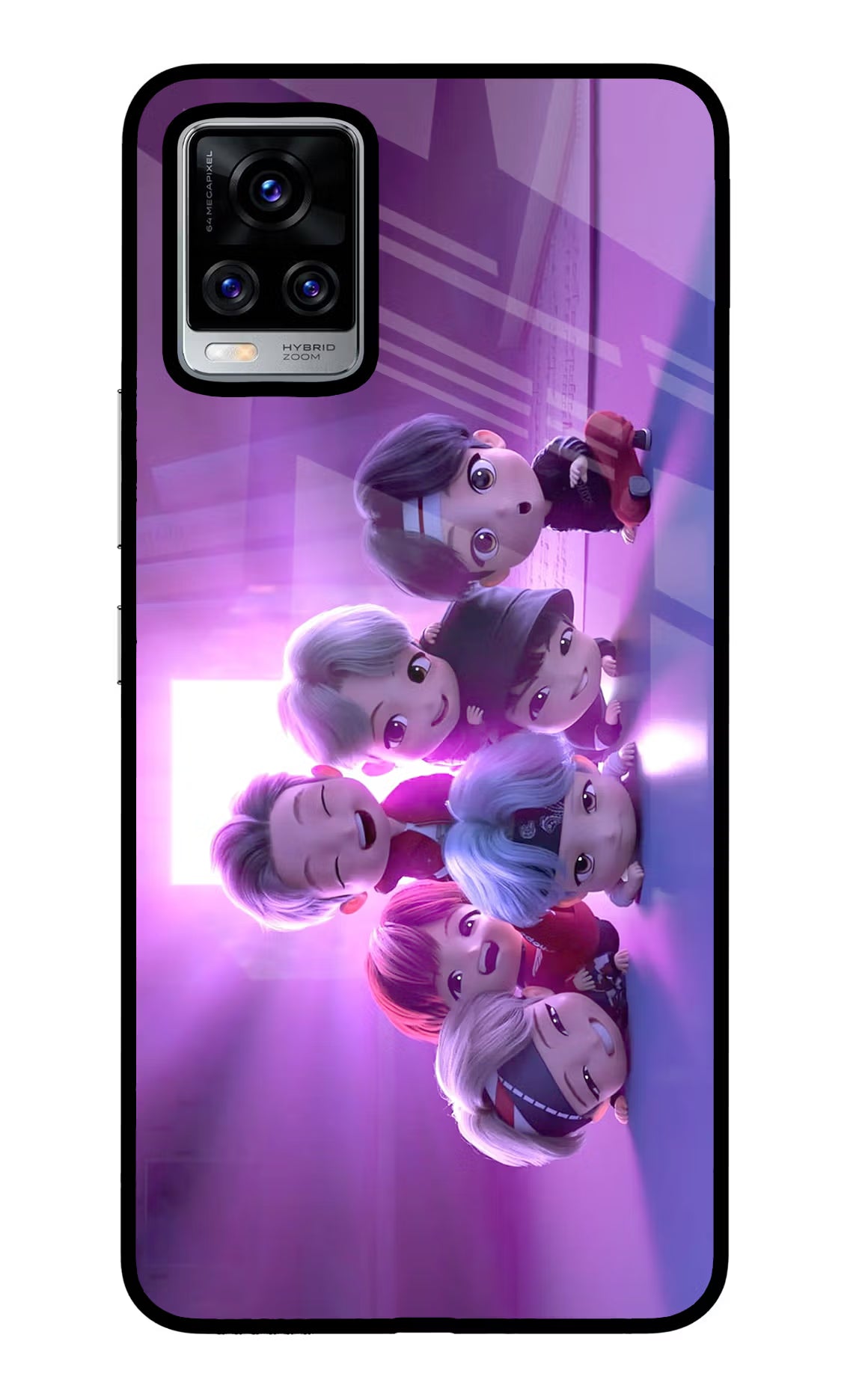 BTS Chibi Vivo V20 Pro Glass Case Back Cover by Casekaro