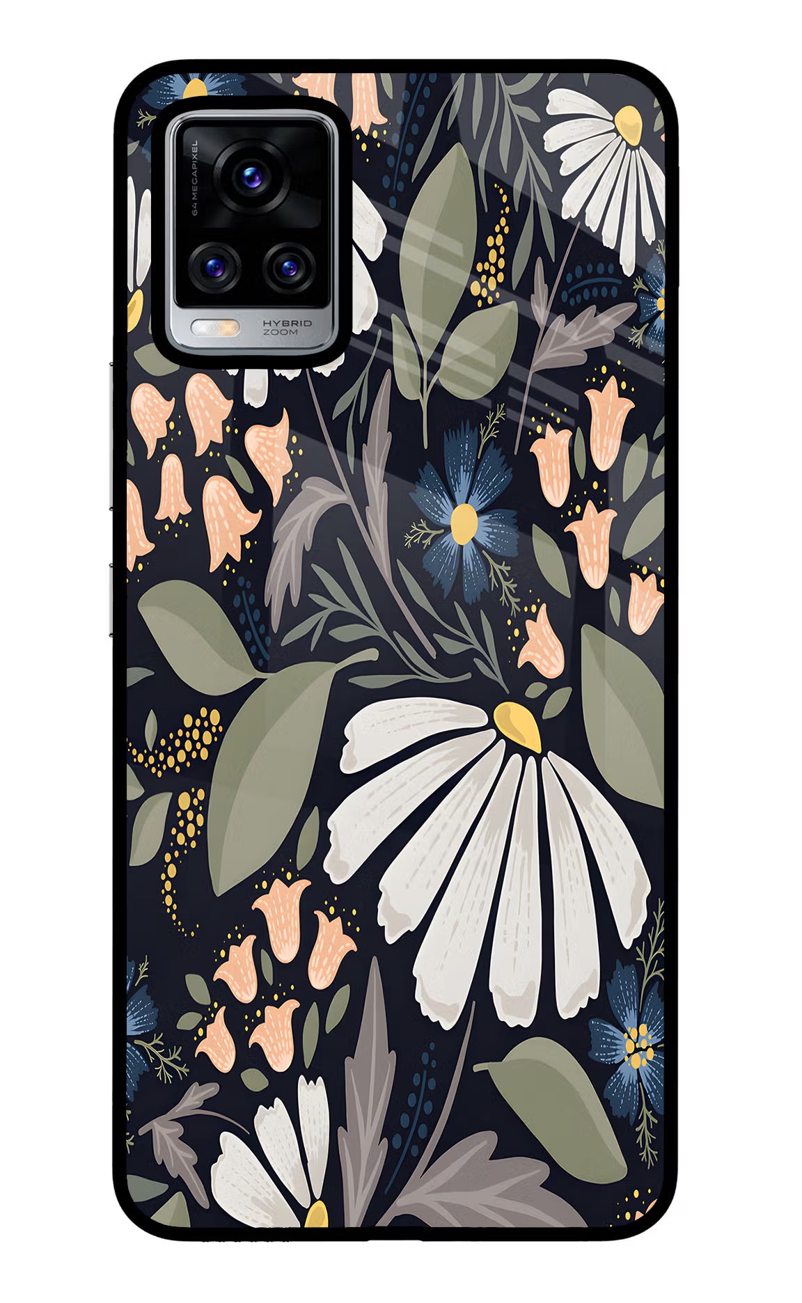 Flowers Art Vivo V20 Pro Glass Case Back Cover by Casekaro