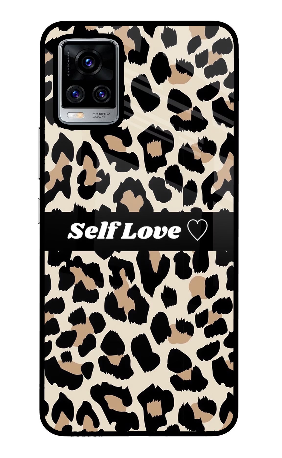 Leopard Print Self Love Vivo V20 Pro Glass Case Back Cover by Casekaro