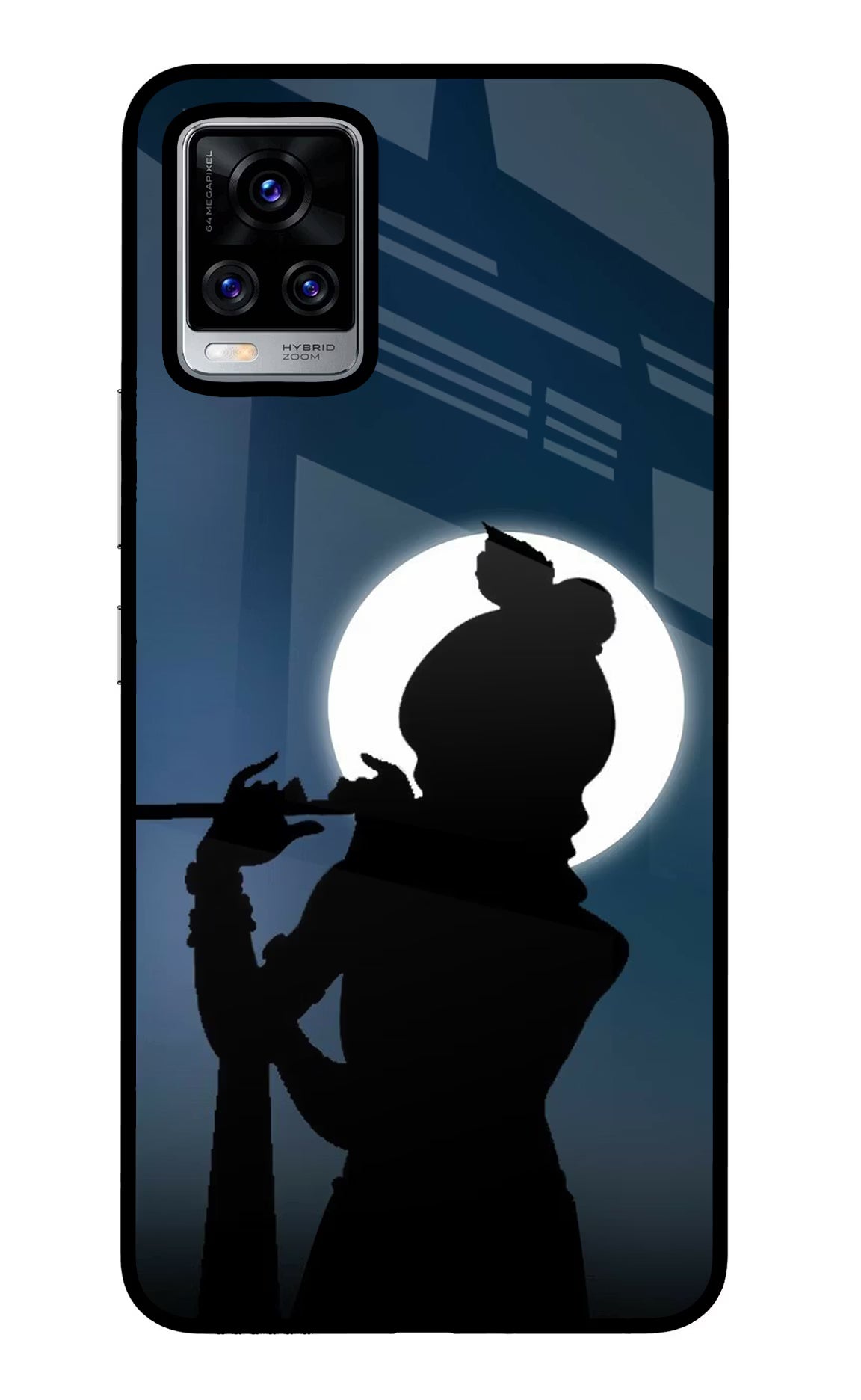 Shri Krishna Silhouette Vivo V20 Pro Glass Case Back Cover by Casekaro