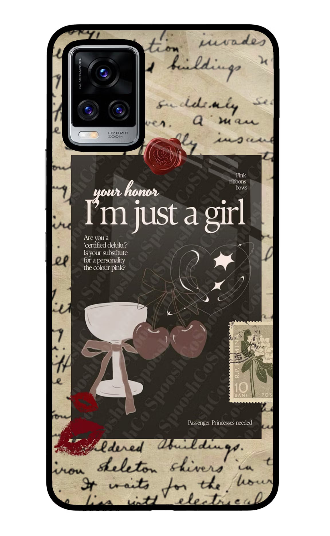 I am just a girl Vivo V20 Pro Glass Case Back Cover by Casekaro