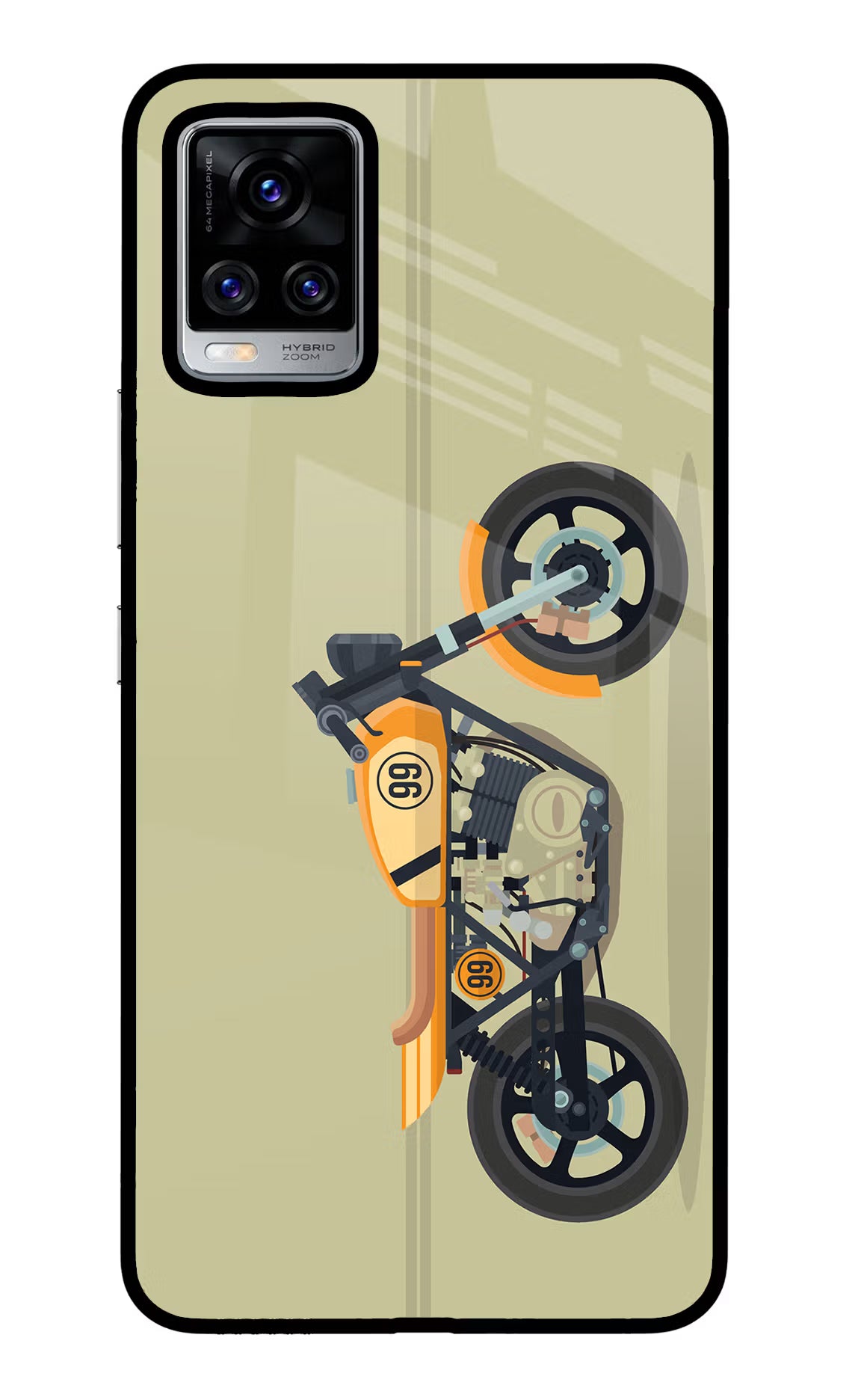 Vertical Speedster Vivo V20 Pro Glass Case Back Cover by Casekaro