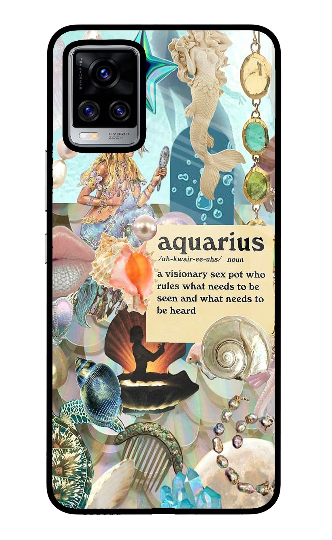 Aquarius Zodiac Vivo V20 Pro Glass Case Back Cover by Casekaro