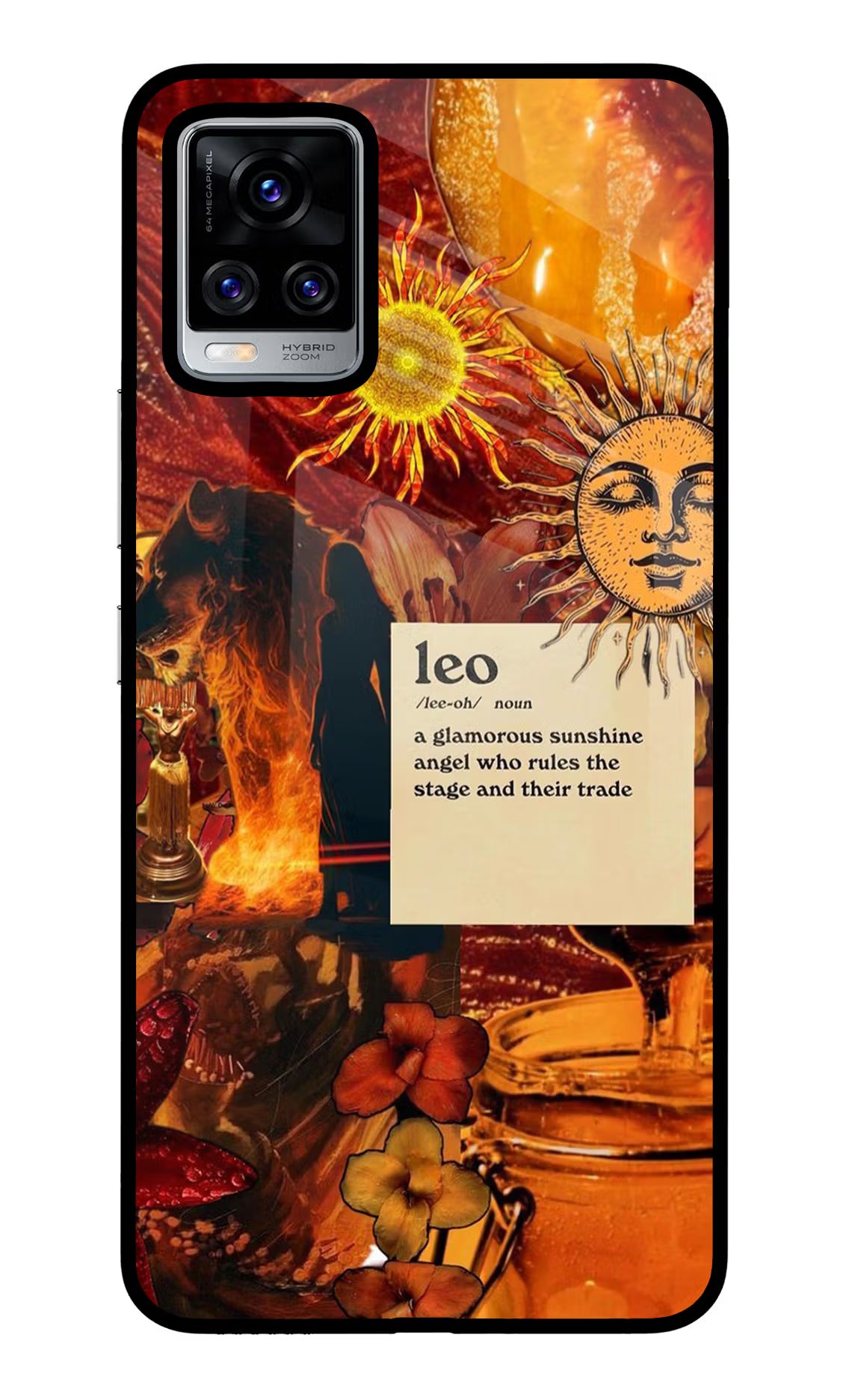 Leo Zodiac Vivo V20 Pro Glass Case Back Cover by Casekaro