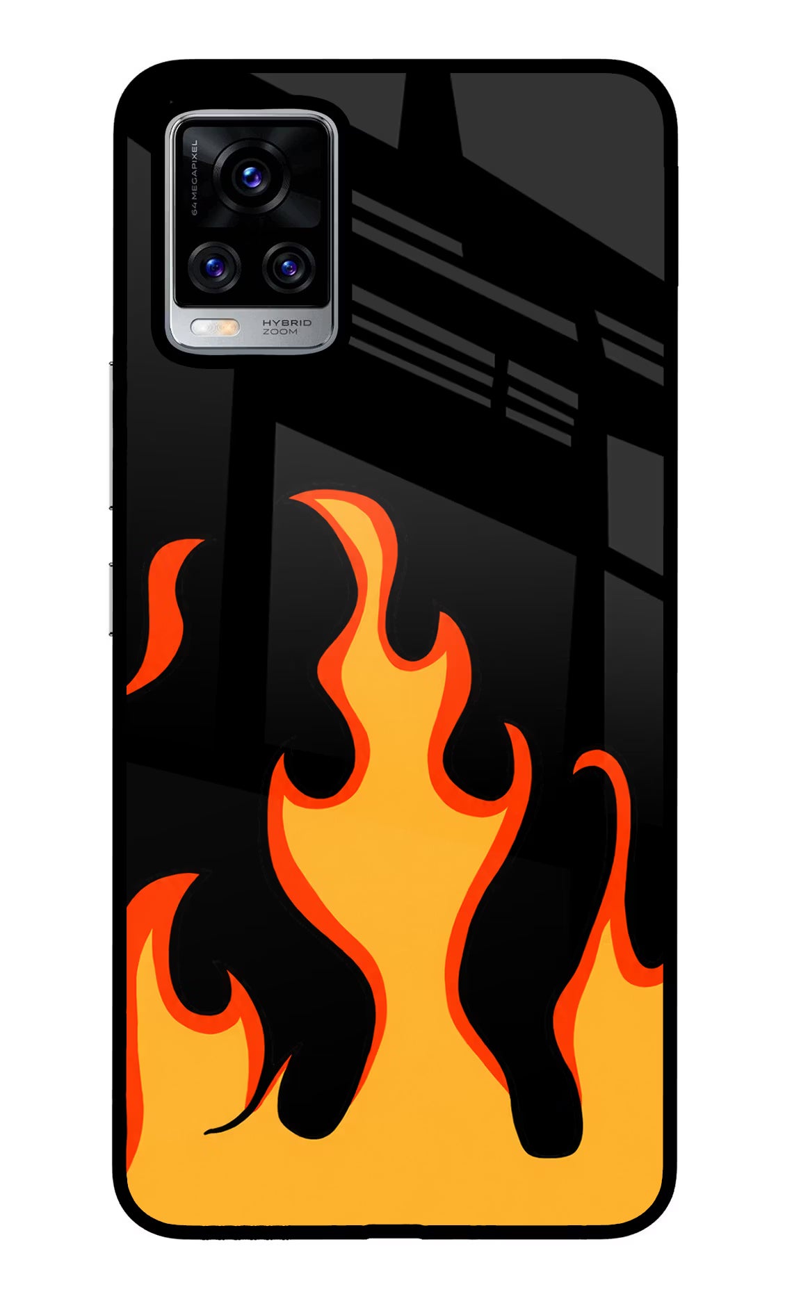 Fired Up – Black Vivo V20 Pro Glass Case