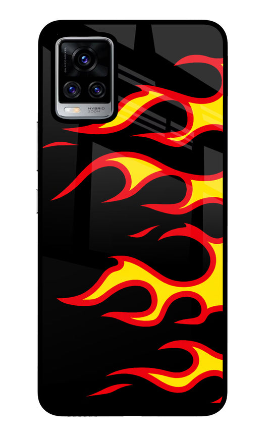 Side Sweep Flames Vivo V20 Pro Glass Case