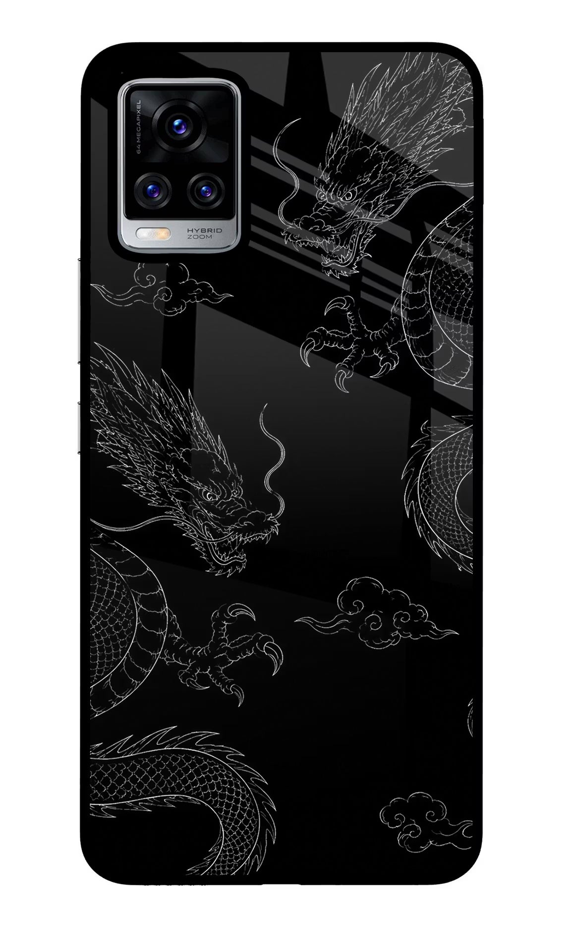 Twin Dragons Vivo V20 Pro Glass Case Back Cover by Casekaro