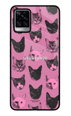 Pink Cats Vivo V20 Pro Glass Case
