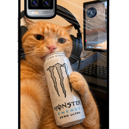 Gamer Cat Energy Vivo V20 Pro Glass Case