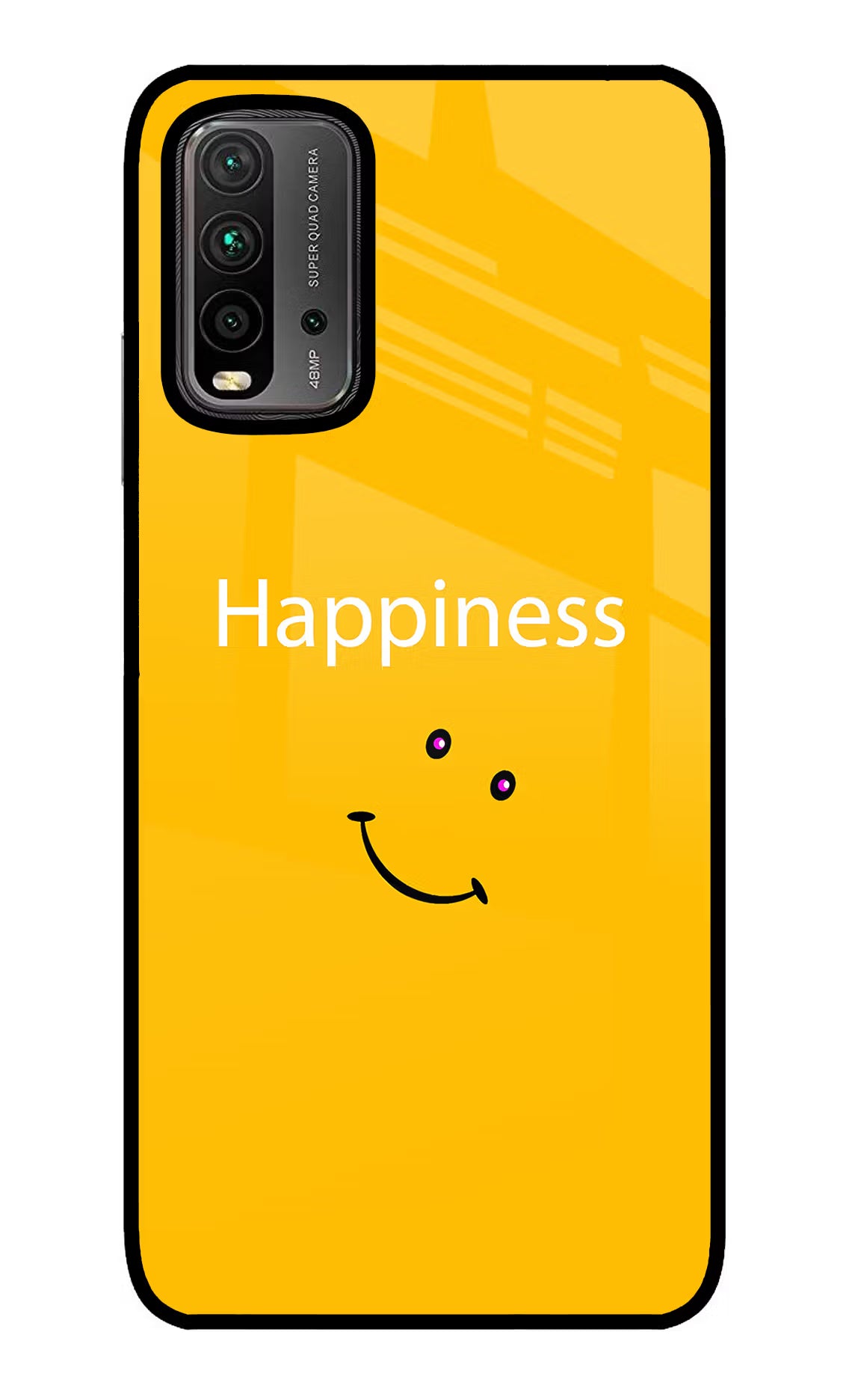 Happiness With Smiley Redmi 9 Power Glass Case Back Cover by Casekaro
