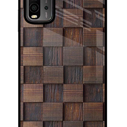 Wooden Cube Design Redmi 9 Power Glass Case