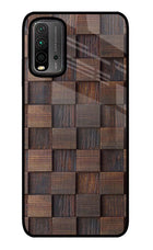 Wooden Cube Design Redmi 9 Power Glass Case