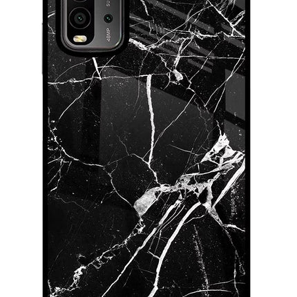 Black Marble Pattern Redmi 9 Power Glass Case