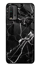 Black Marble Pattern Redmi 9 Power Glass Case