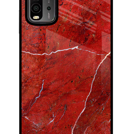 Red Marble Design Redmi 9 Power Glass Case