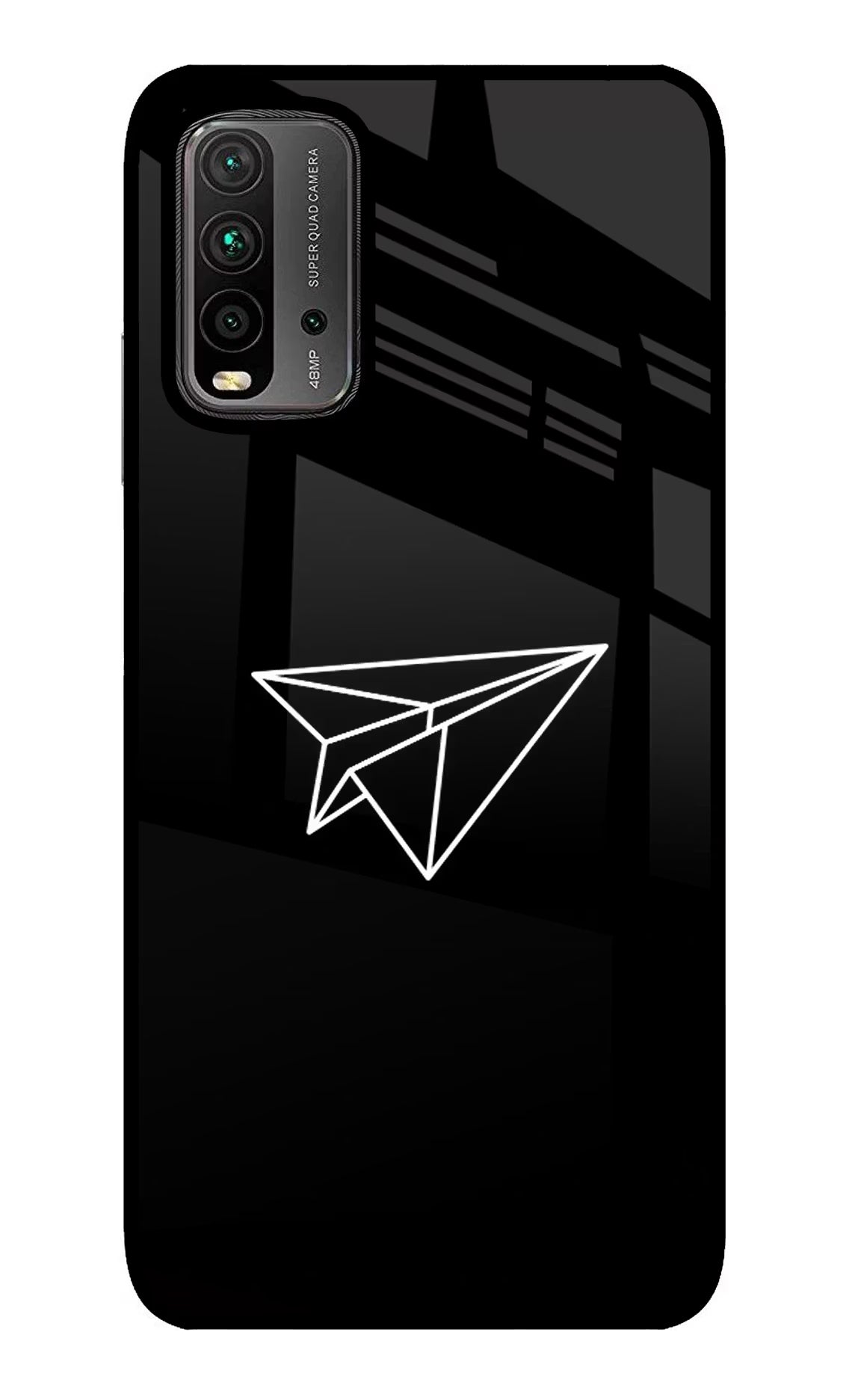 Paper Plane White Redmi 9 Power Glass Case