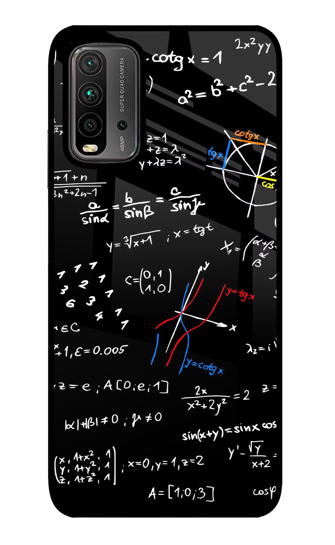 Mathematics Formula Redmi 9 Power Glass Case Back Cover by Casekaro