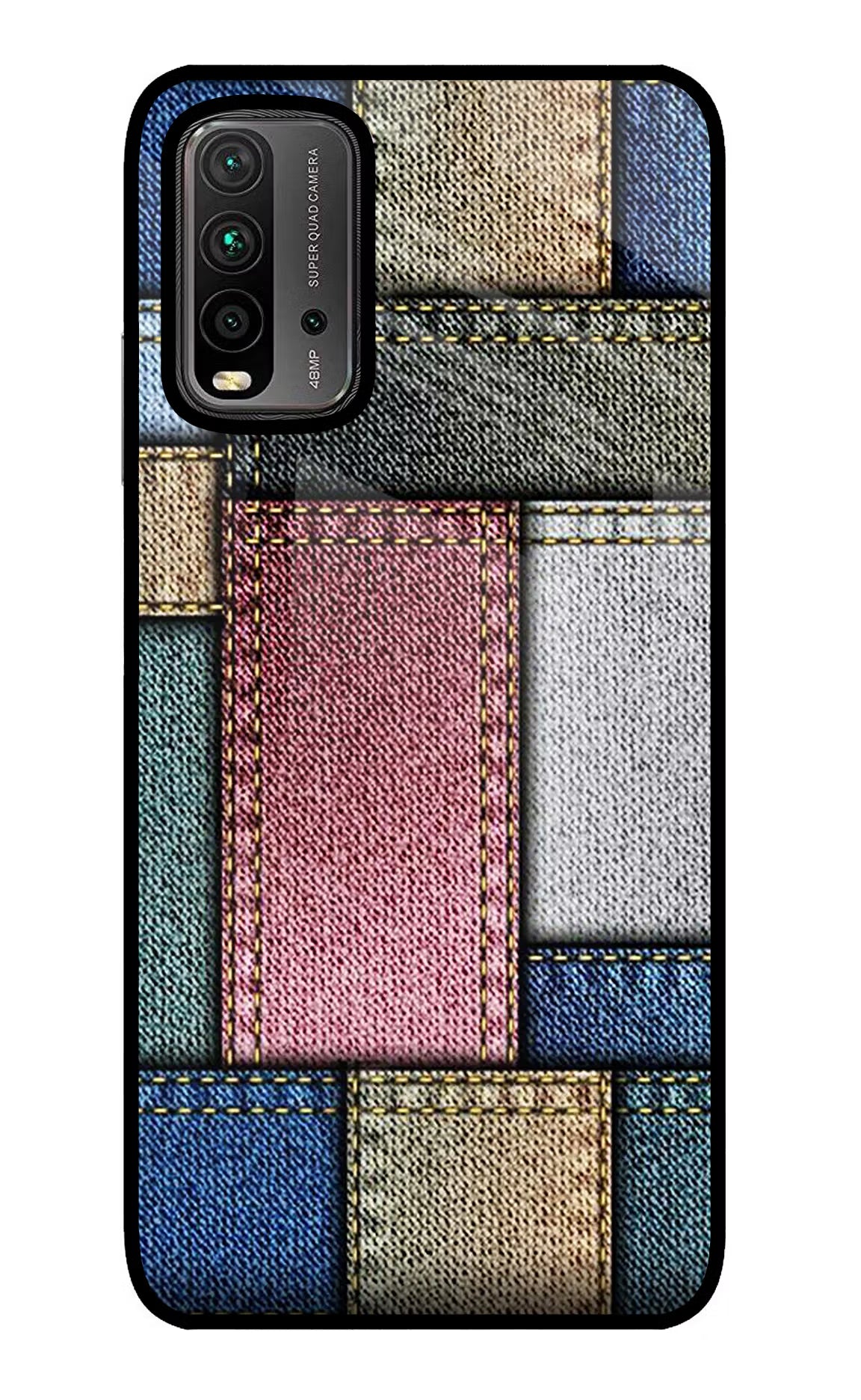 Multicolor Jeans Redmi 9 Power Glass Case Back Cover by Casekaro