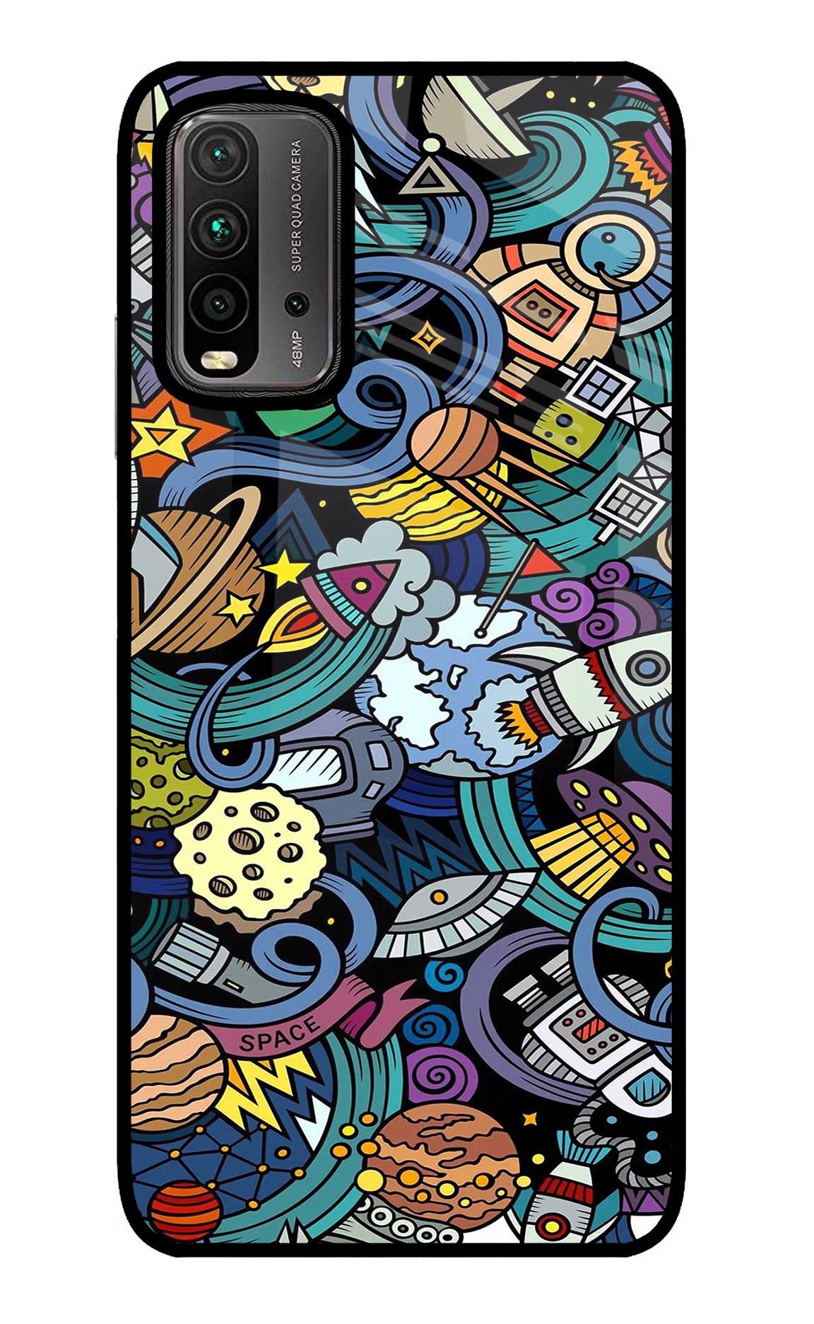 Space Abstract Redmi 9 Power Glass Case Back Cover by Casekaro